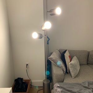 CB2 Trio Bushed Nickel Floor Lamp